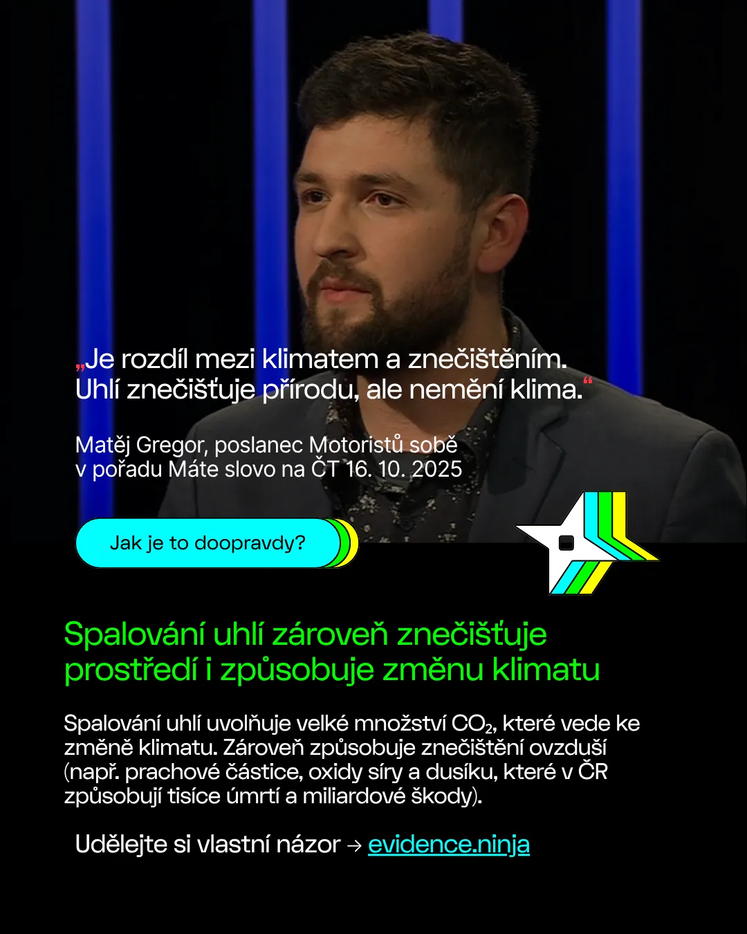 Spalování uhlí způsobuje změnu klimatu