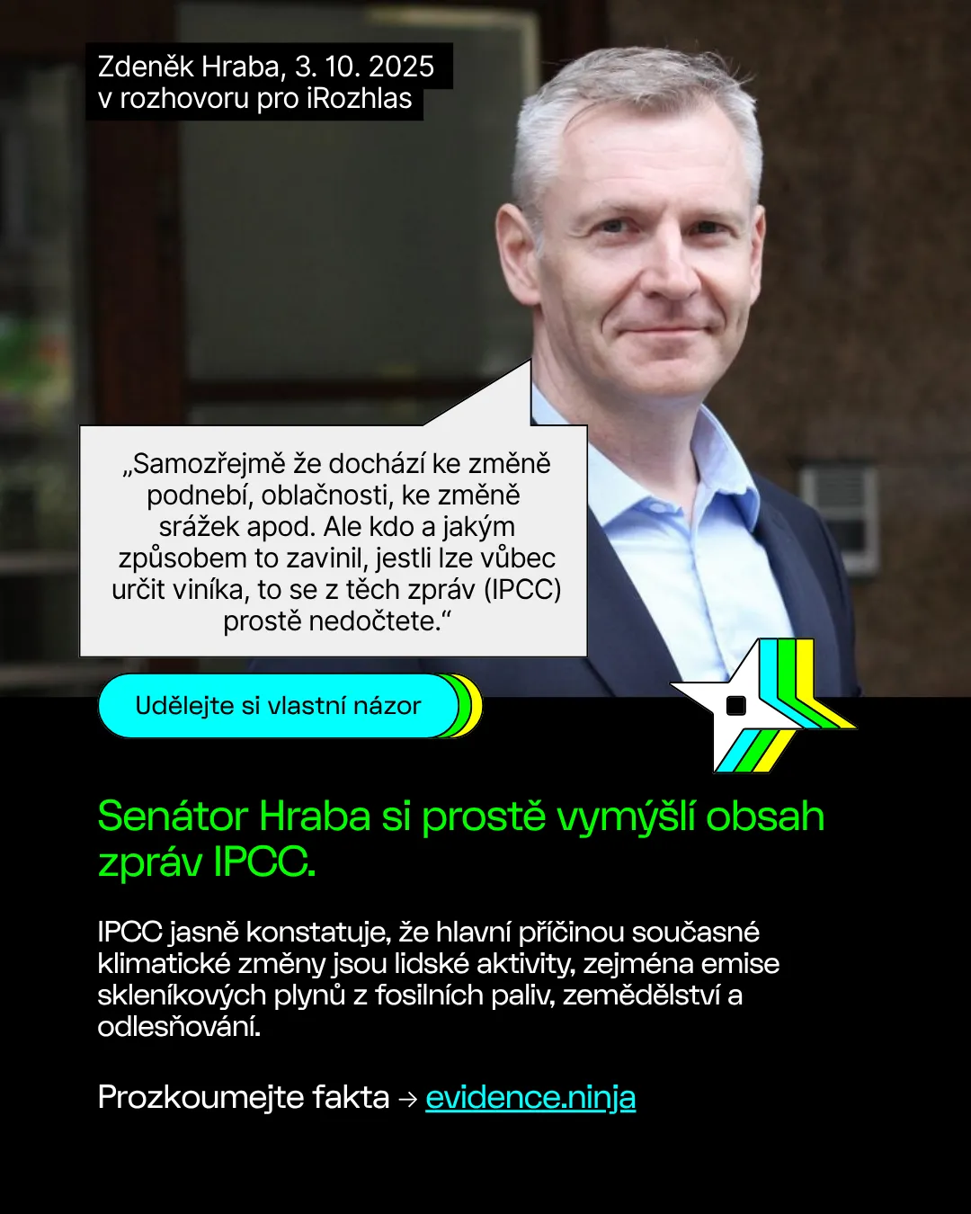 IPCC jasně deklaruje, že lidské aktivity způsobují současné oteplení klimatu
