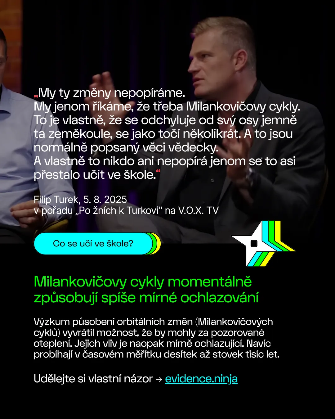 Milankovičovy nemají výraznější vliv na současné globální oteplení